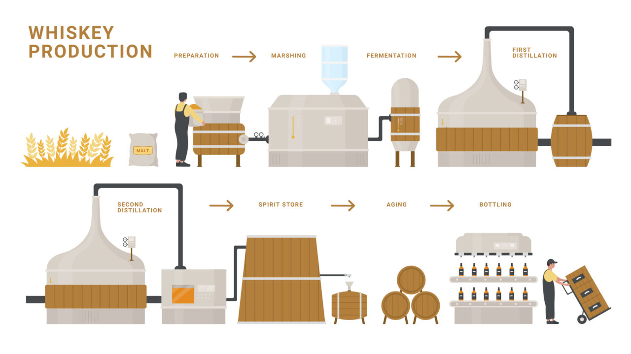 Infografik: Ablauf der Whisky Herstellung